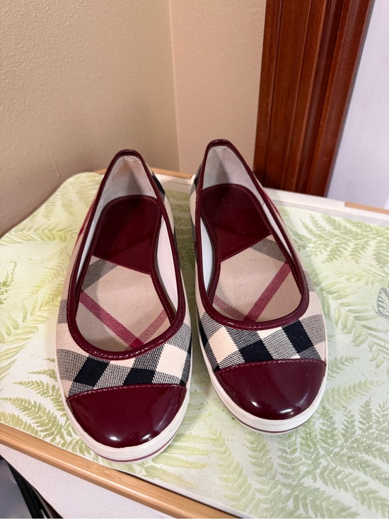 Burberry Shoes - Burberry Nova Check Canvas and Patent Leather Cap Toe Flats EUR 40/US 9.5